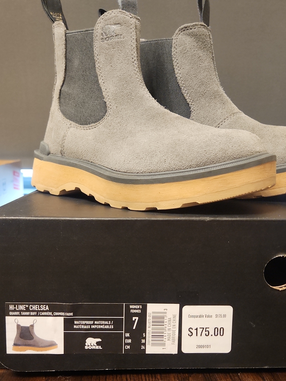 Sorel Women's Hi-Line Chelsea Waterproof Boots, Quarry And Tawny Buff, Size 7 - Picture 2 of 6